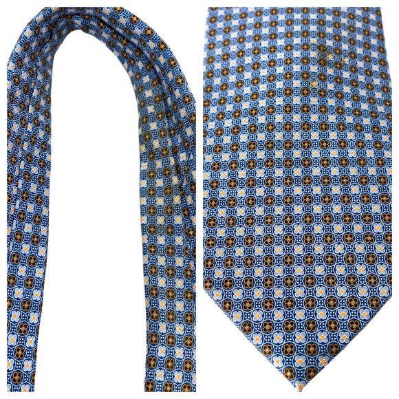 ERMENEGILDO ZEGNA Blue Micro Floret Grid Silk Tie - Picture 16 of 16
